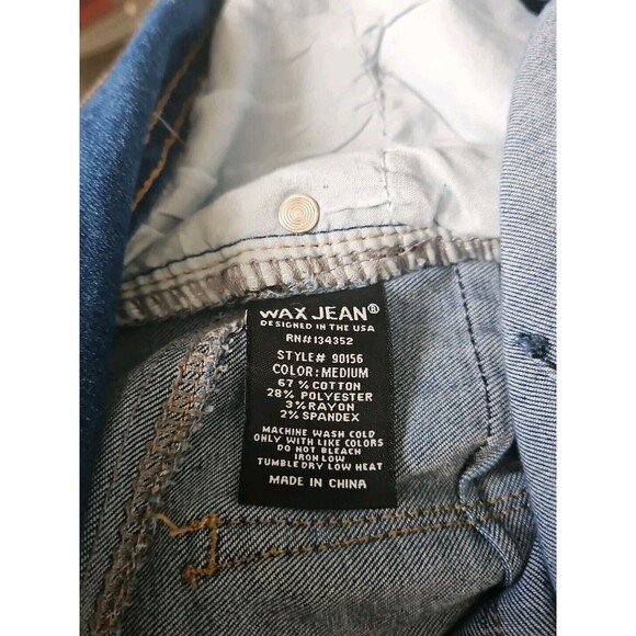 New Wax Jean Butt I Love You! 13 31x29 3 Button High Rise Ripped Med Blue Jeans - Picture 5 of 7